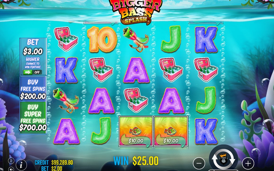 Grundspiel mit 5 Walzen, 4 Reihen und Fischsymbolen